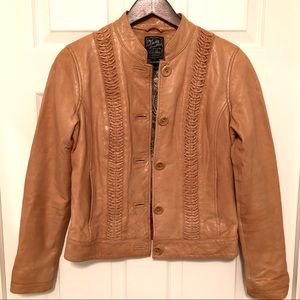 LUCKY BRAND tan leather jacket, size small